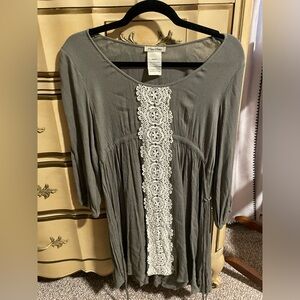 Green with Lace Side-Tie Dress